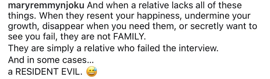 Tu pariente no es necesariamente tu familia - Actriz Mary Remmy Njoku